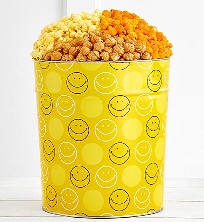 Smiley Dot 3 1/2 Gallon 3 Flavor Popcorn Tin